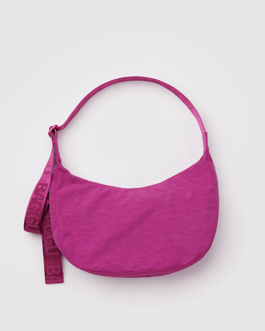 Medium Nylon Baggu Crescent Bag - Deep Fuchsia