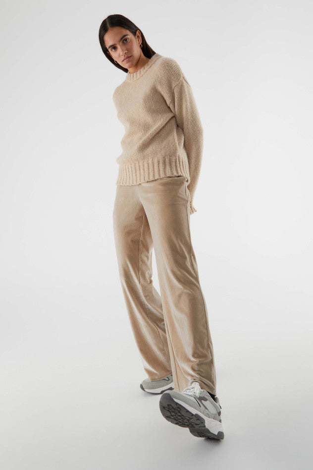 Velvet Stretch Pants - Beige