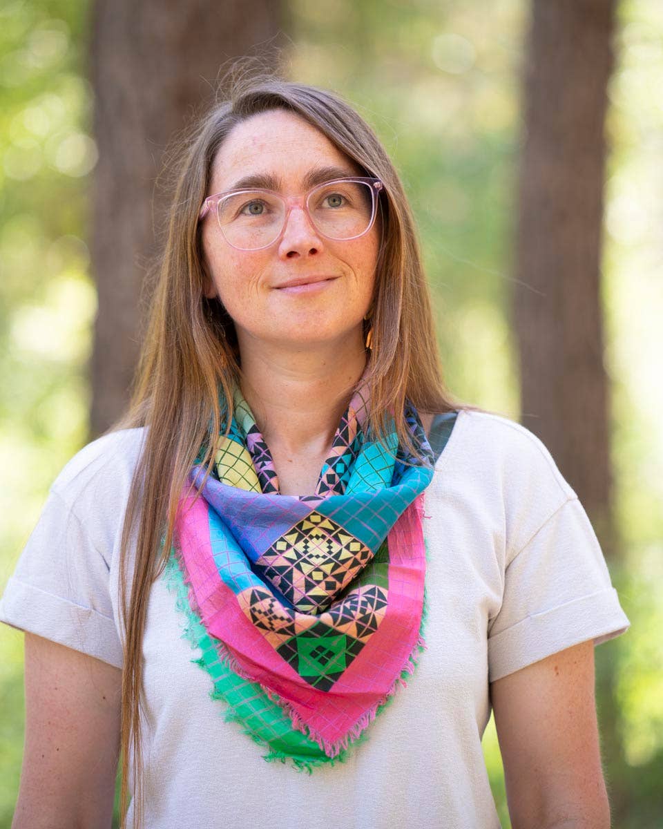 Spring in the Mountains Patchwork - Pure Silk Bandana Scarf