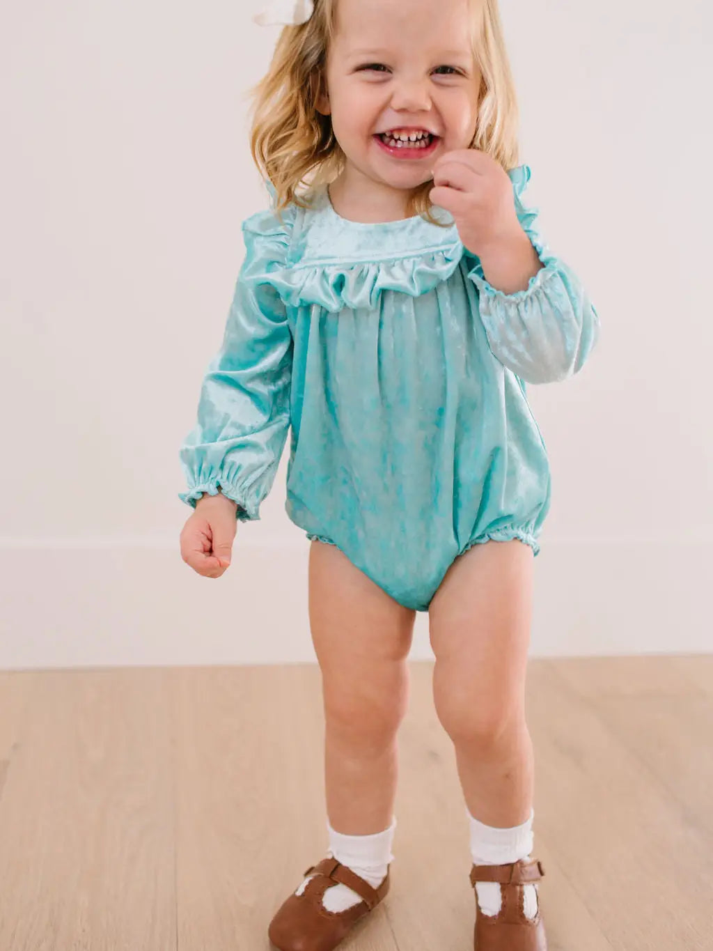 Hayley Romper in Crushed Mint Velvet