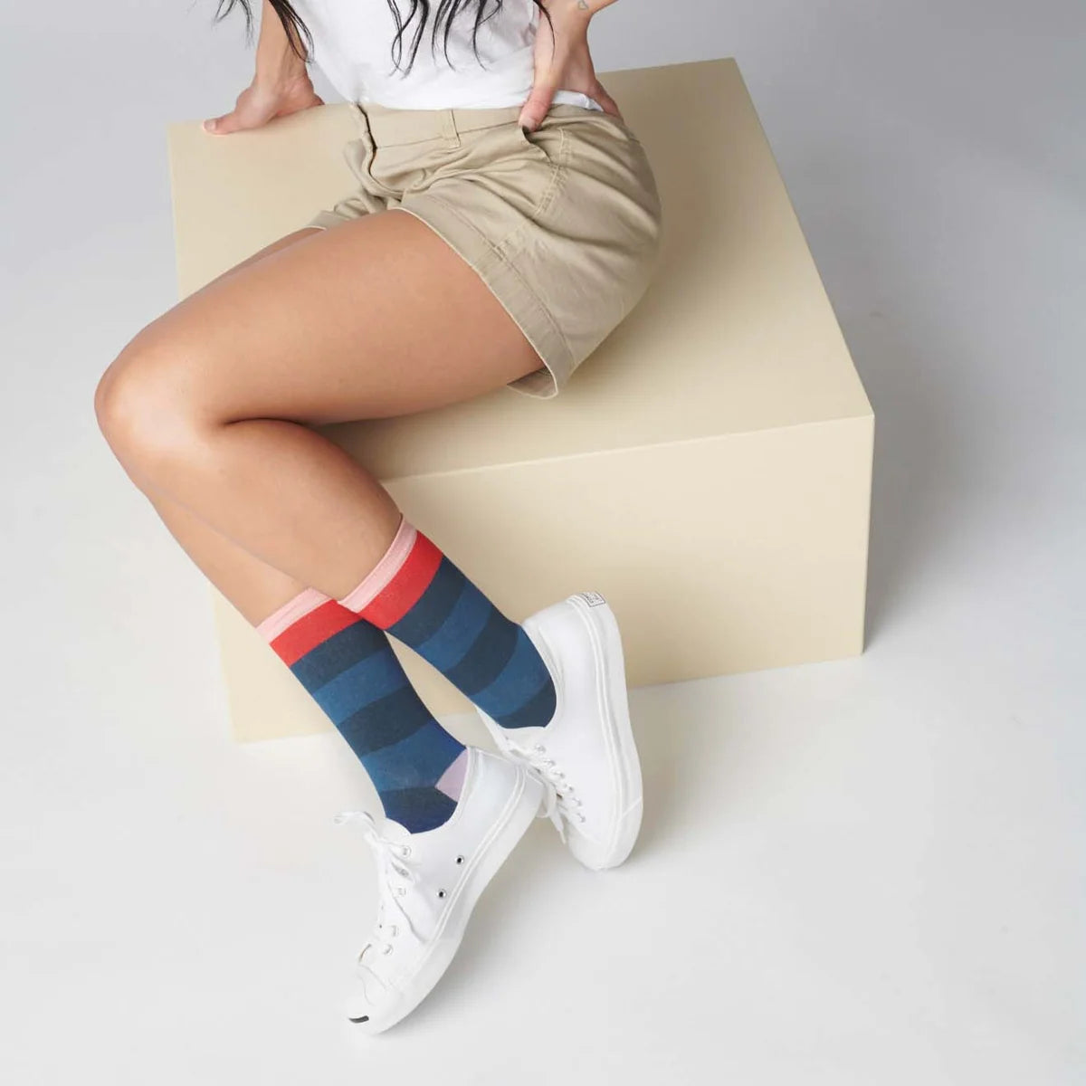 Fillmore Bold Stripe Crew Socks — Marina Blue