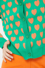 Load image into Gallery viewer, Heart Print Cardigan - Green
