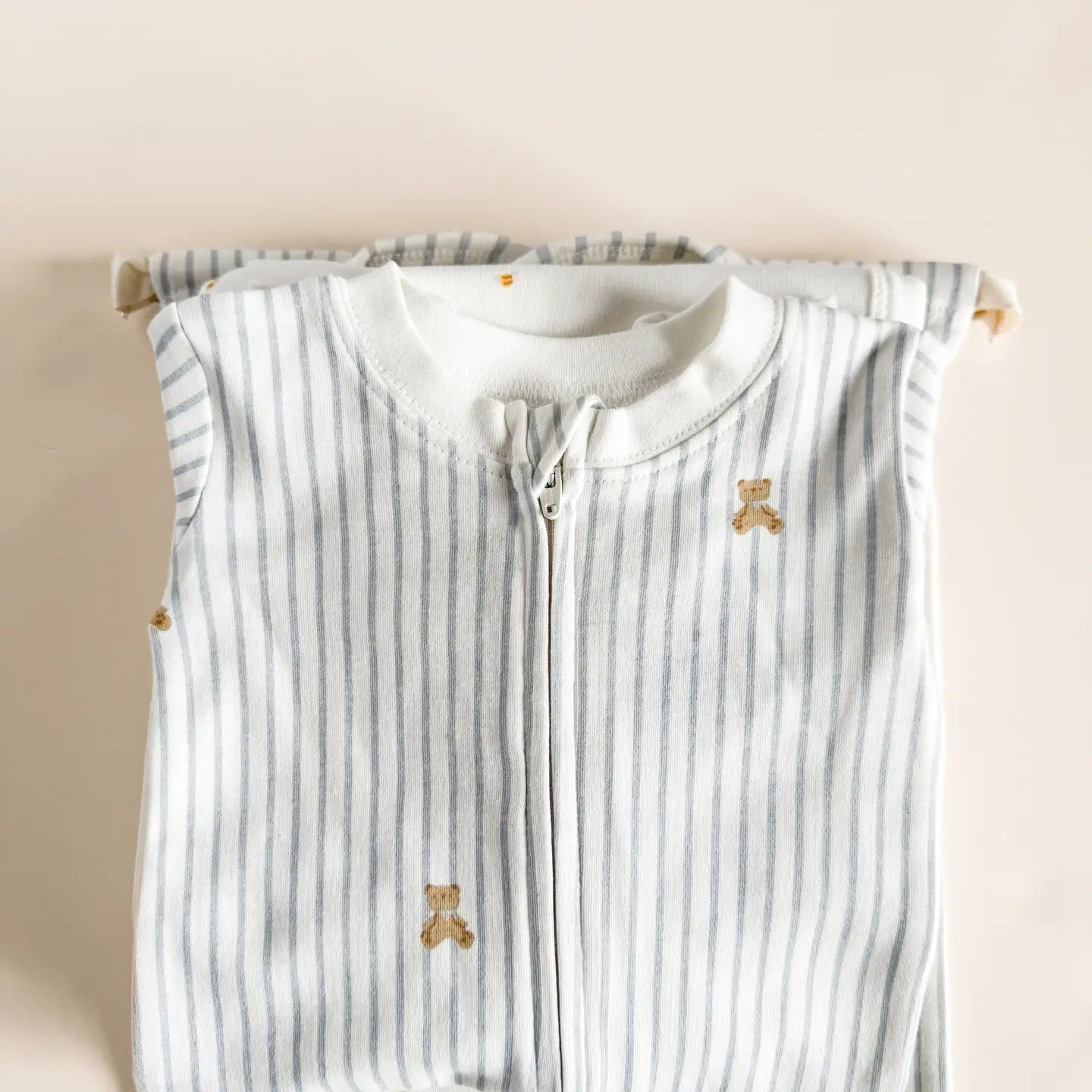 Long Sleeve Zipper Romper - Teddy Bear