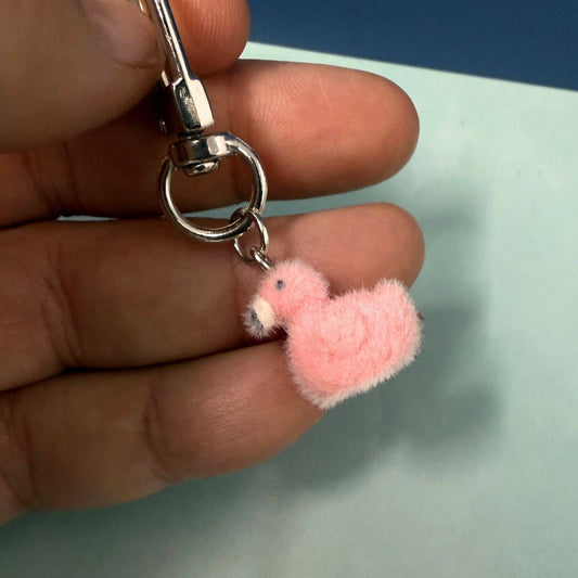 Fuzzy Flamingo Keychain/Bag Charm