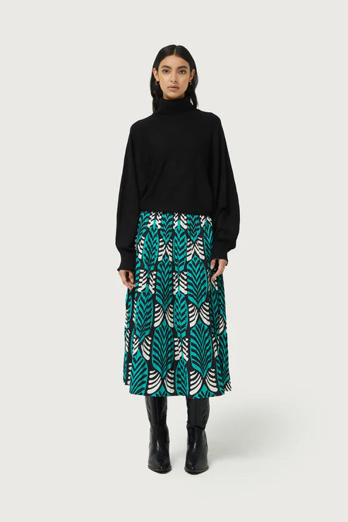 Large Brigitte Print Pleated Midi Skirt