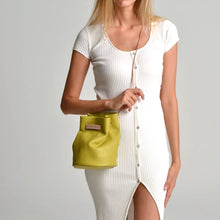 Load image into Gallery viewer, Ioli Leather Bucket Bag - Lime Green
