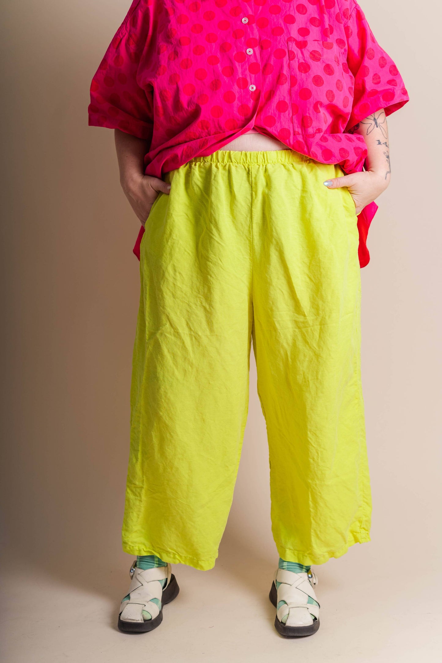 Bright Yellow Linen Pant