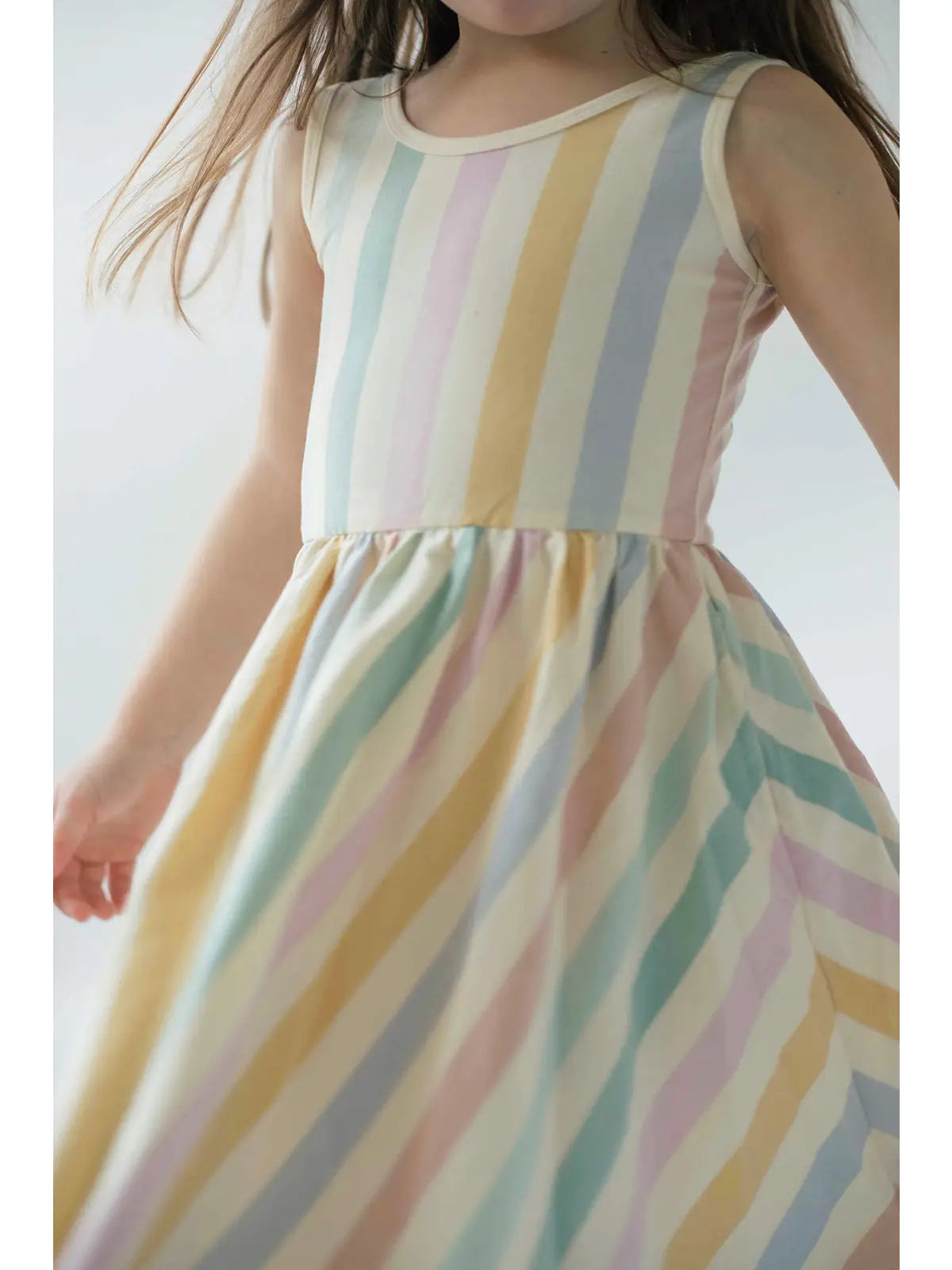 Sleeveless Twirl Dress - Pastel Stripes
