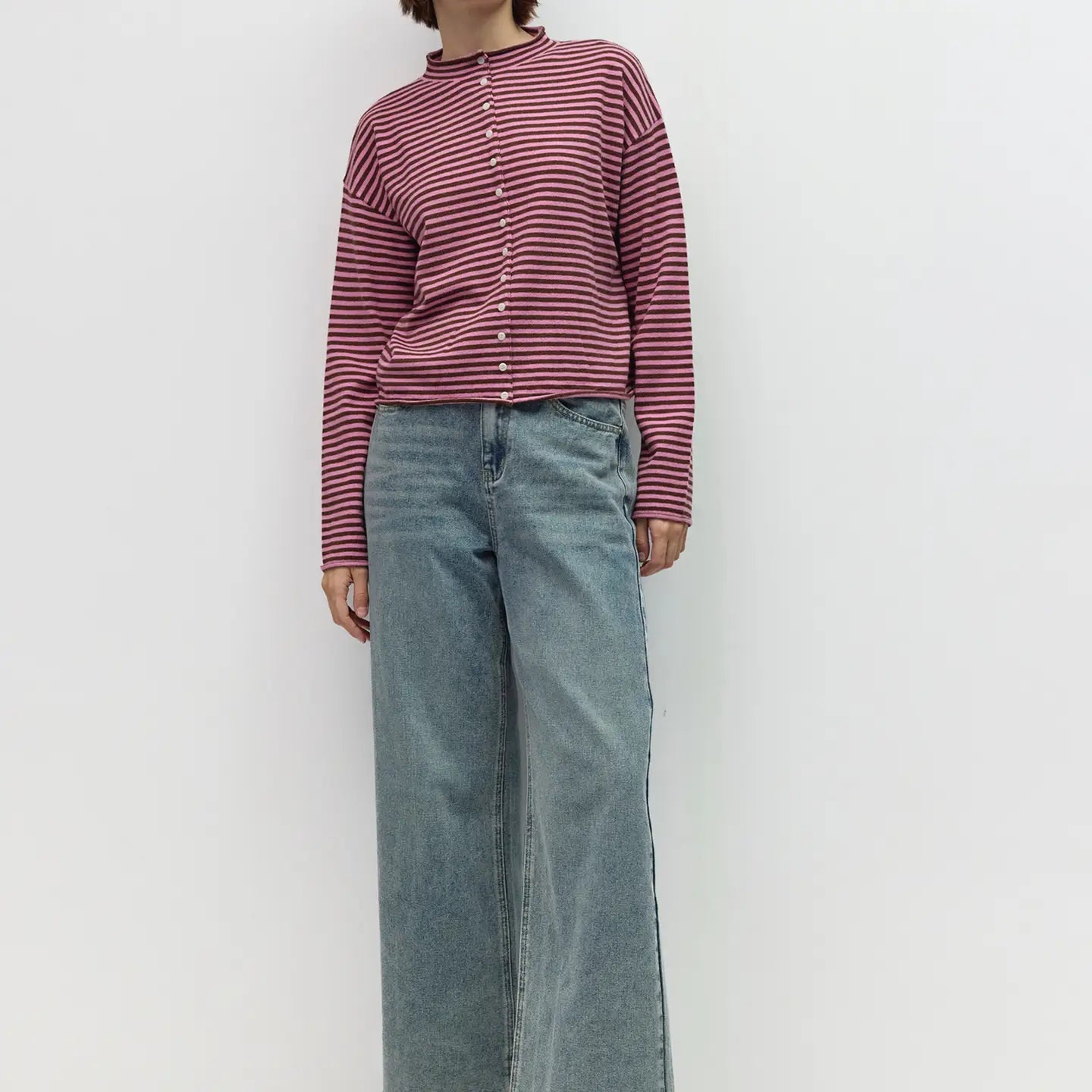 The Elisa Striped Cardigan - Brown/Lilac