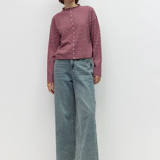 The Elisa Striped Cardigan - Brown/Lilac