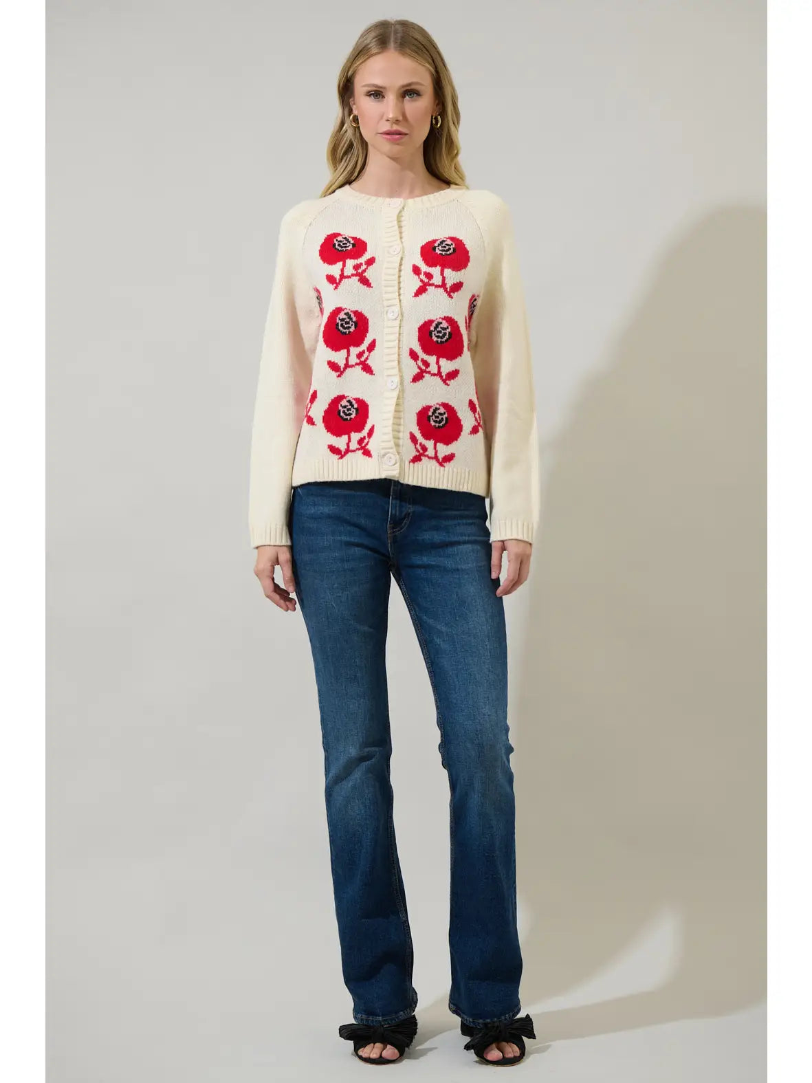 Peralta Floral Cropped Cardigan