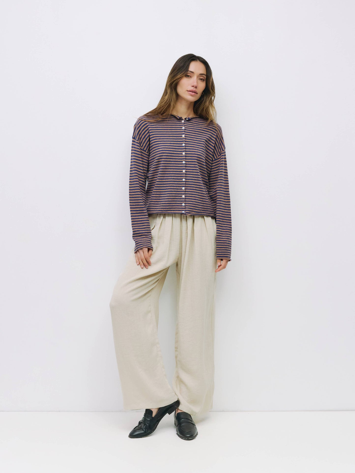 Striped Button-Down Cardigan