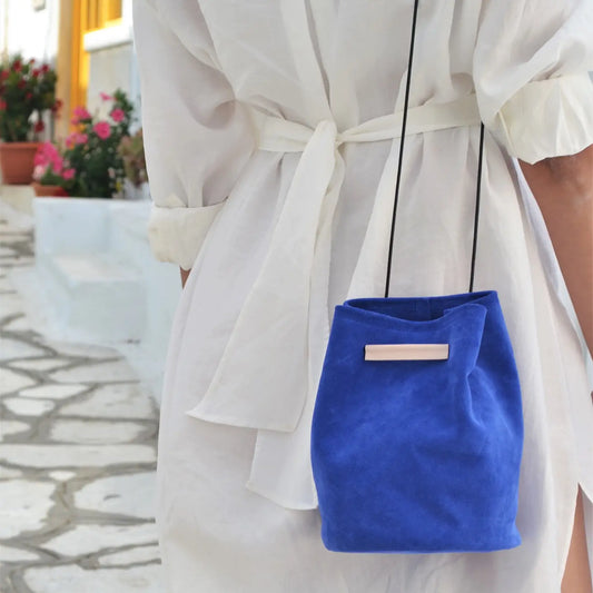 Ioli Leather Bucket Bag - Blue