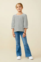 Load image into Gallery viewer, Cinch Sleeve Striped Square Neck Knit Top
