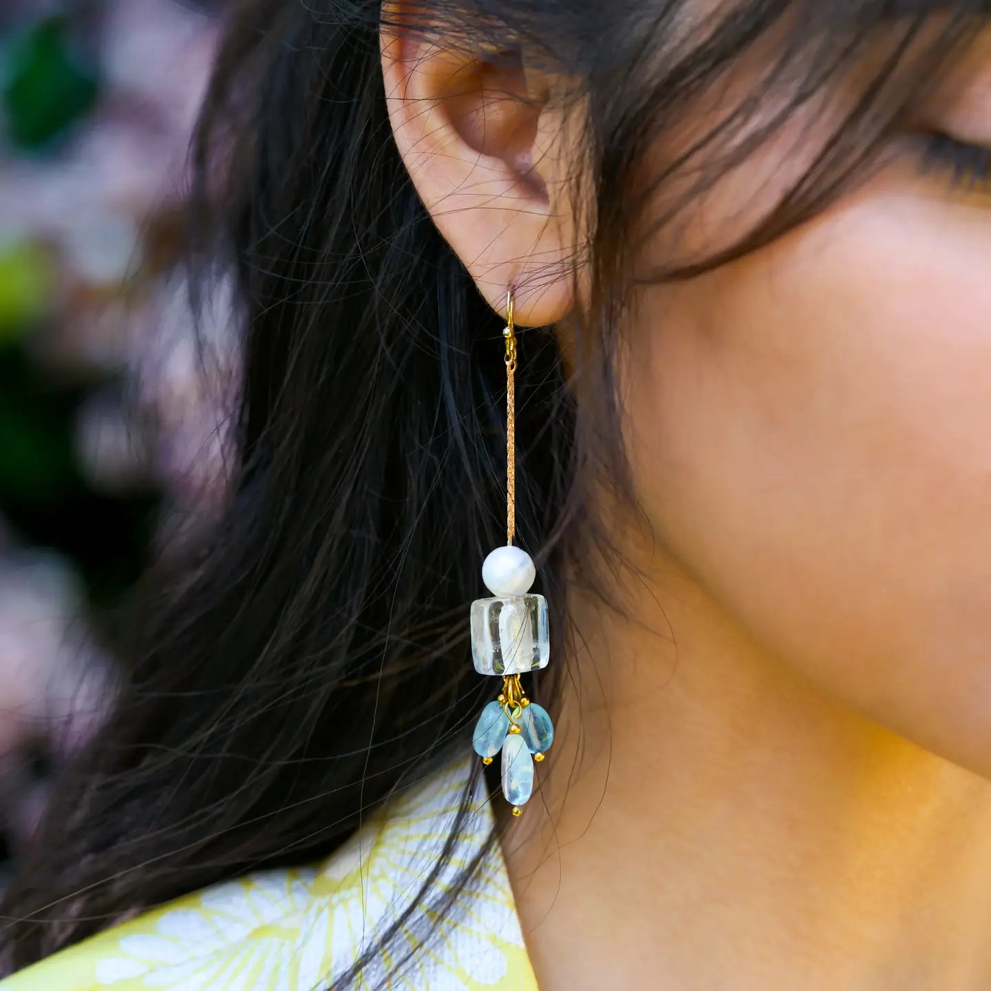Sayde Dangle Earrings - 18K Gold Plated + Freshwater Pearl