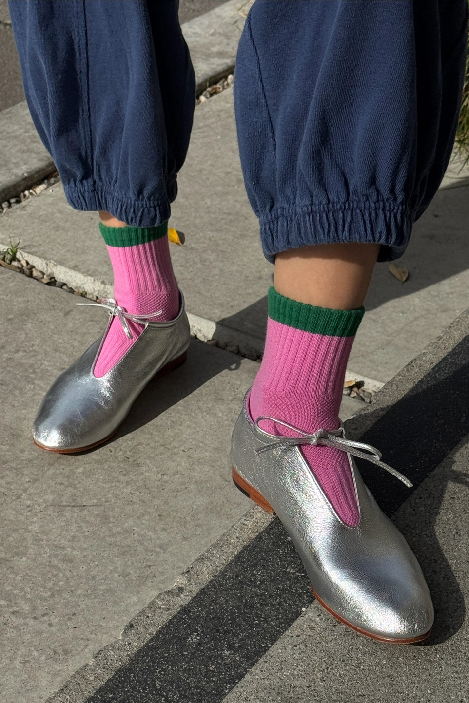 Color Block Girlfriend Socks - Rose/Green