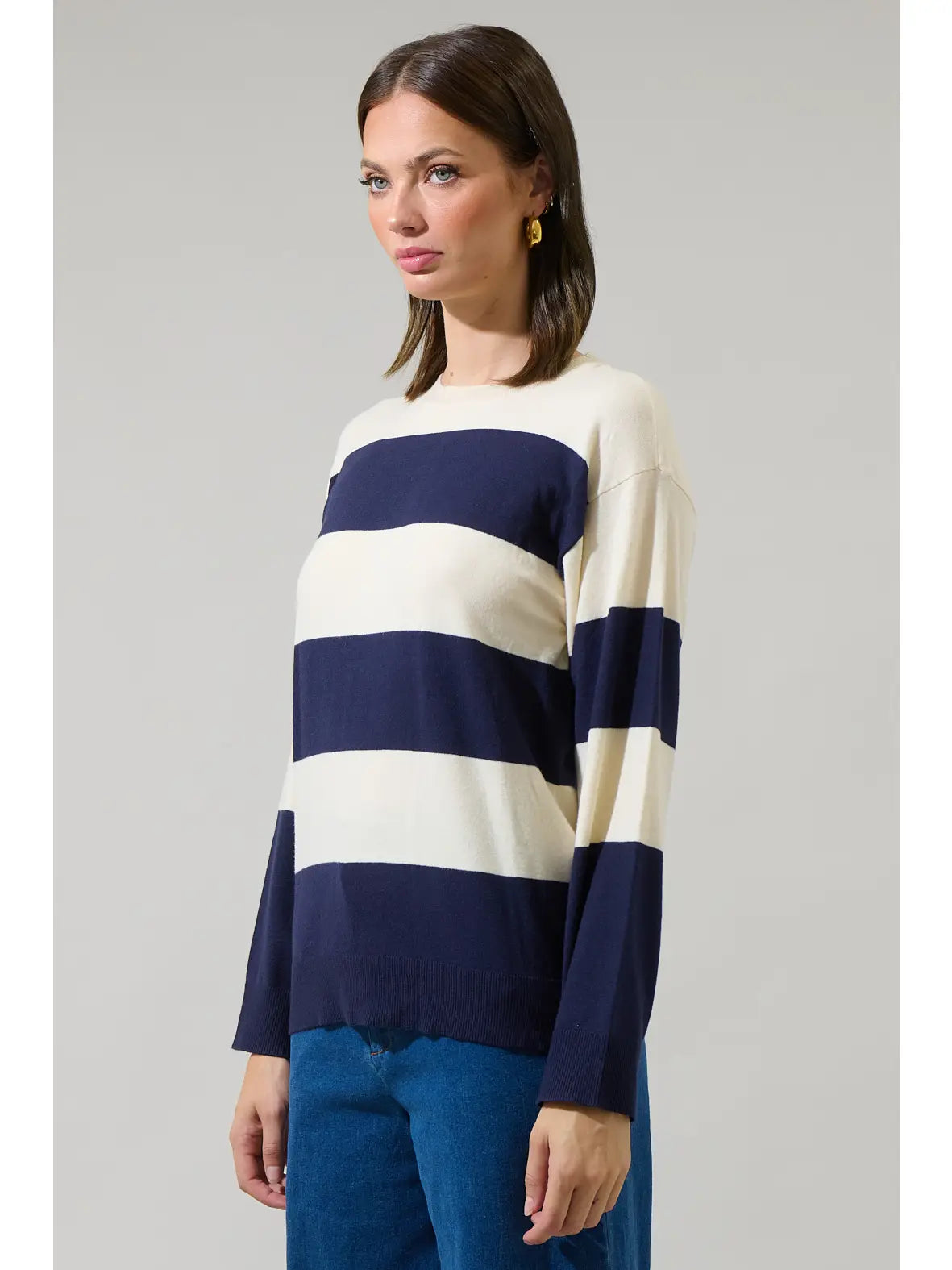 Hebrony Color Block Striped Sweater