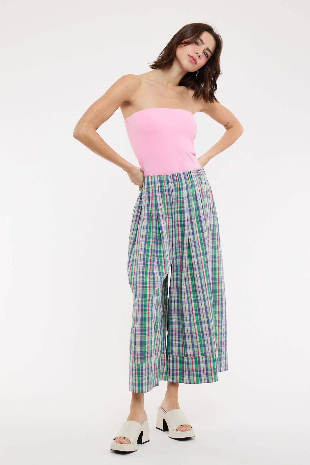 Plaid Wide Leg Pants