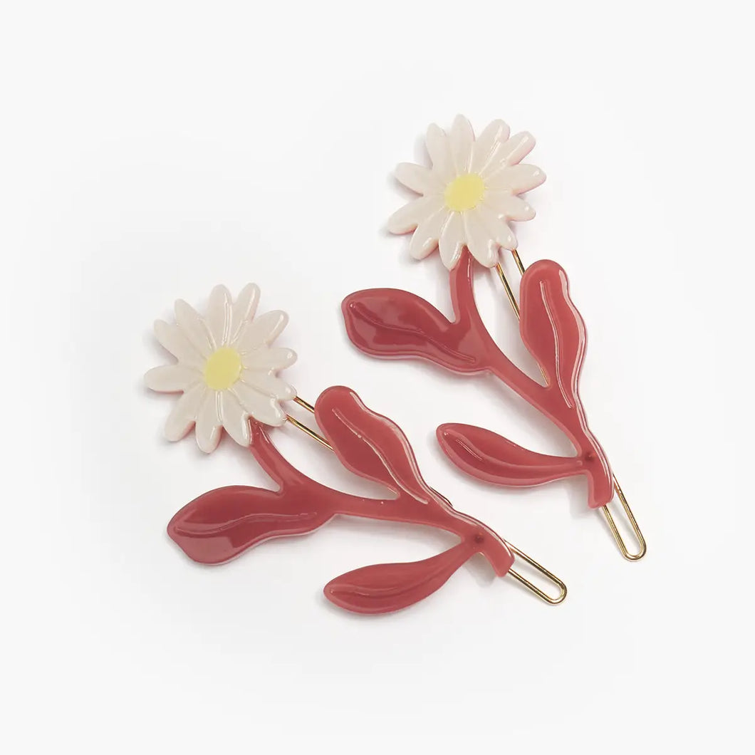 Marguerite Daisy Flower Barrette Set