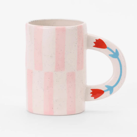 Ceramic Coffee Mug - Pink Stripe
