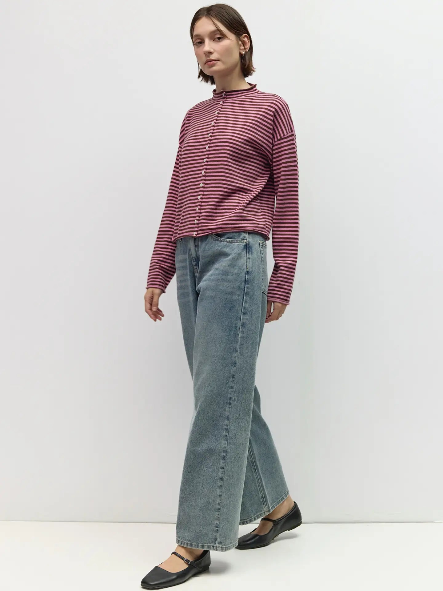 The Elisa Striped Cardigan - Brown/Lilac
