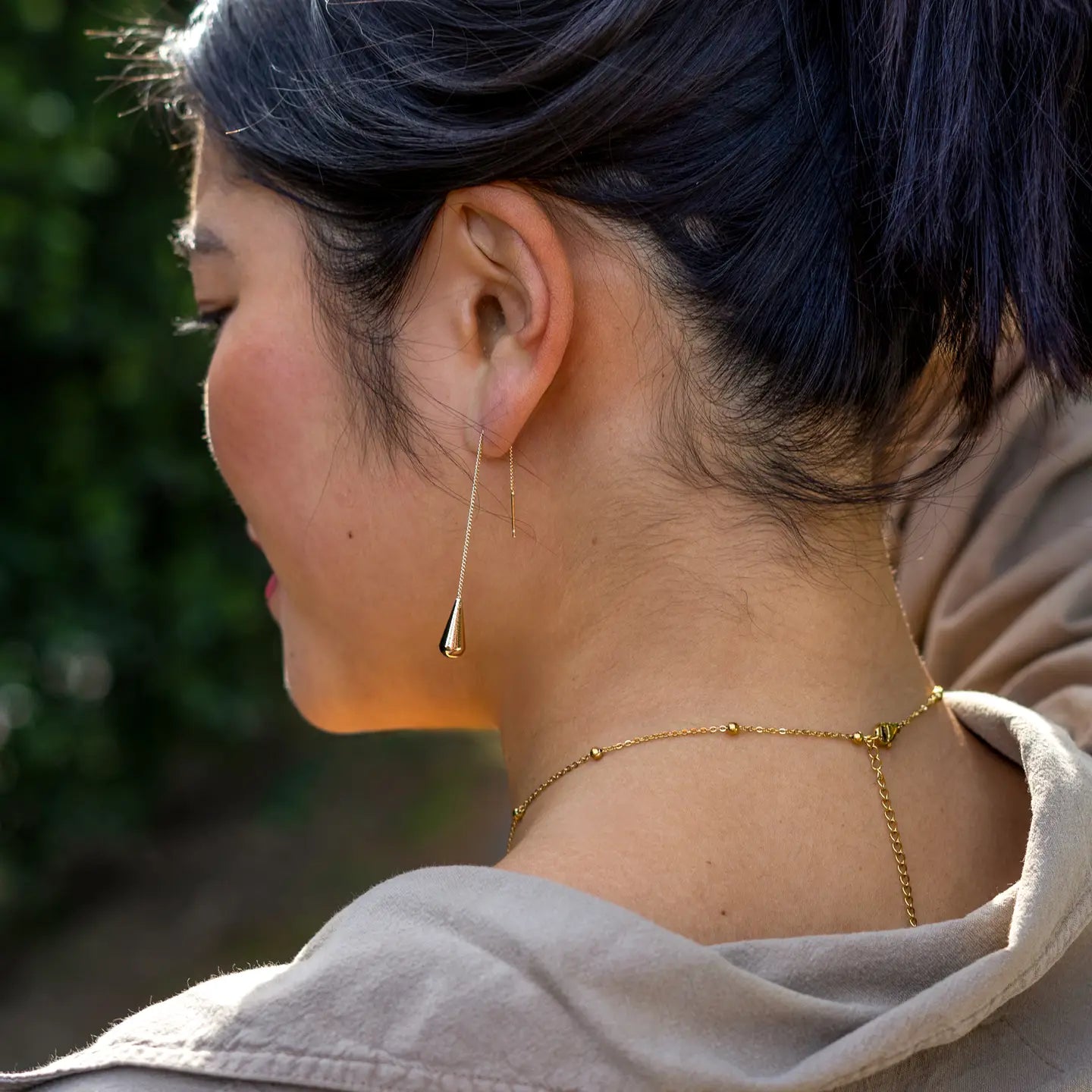 Teardrop Threader Earring - 18K Gold Plated