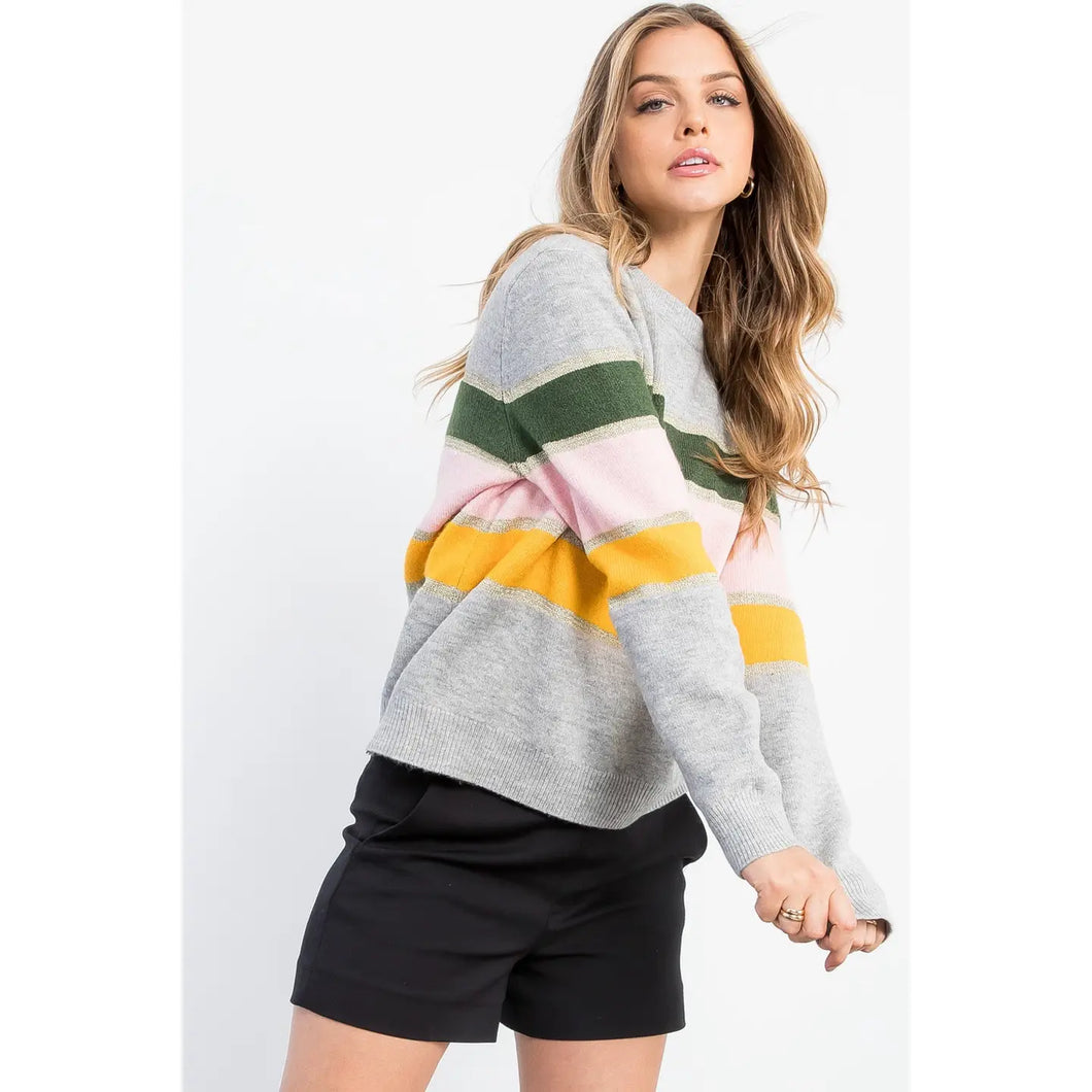 Colorblock Metallic Sweater