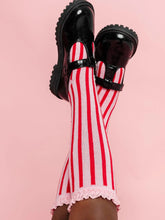 Load image into Gallery viewer, Candy Stripe Lace Top Knee High Socks
