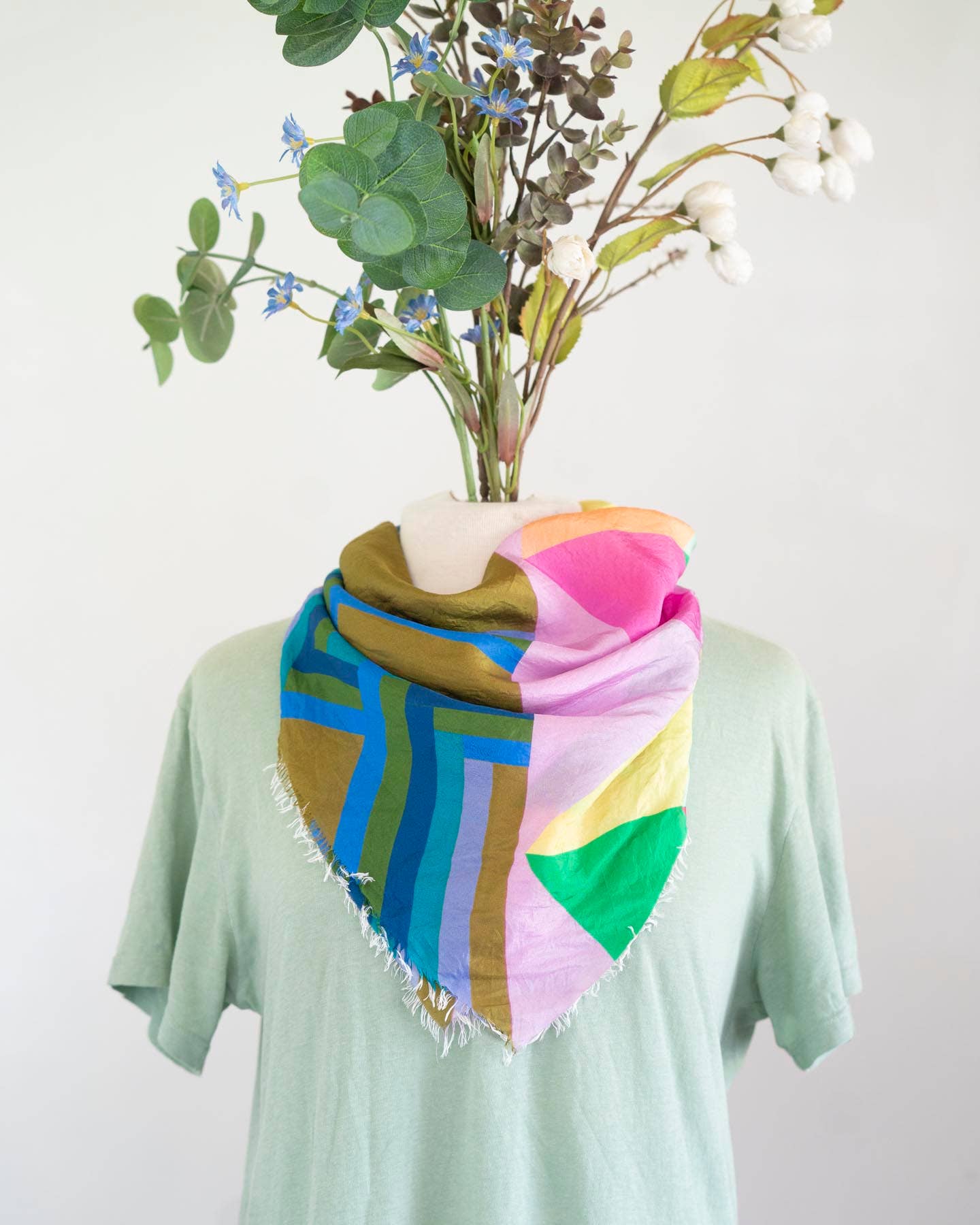 Spring in the Mountains - Diamonds - Pure Silk Bandana Scarf