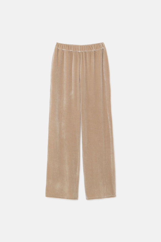 Velvet Stretch Pants - Beige