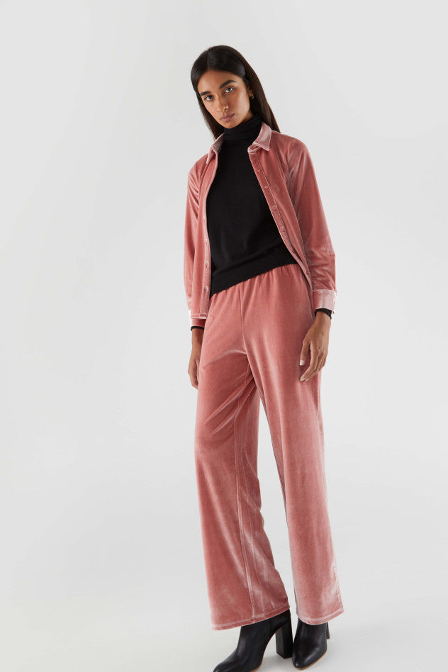 Velvet Stretch Pants - Pink