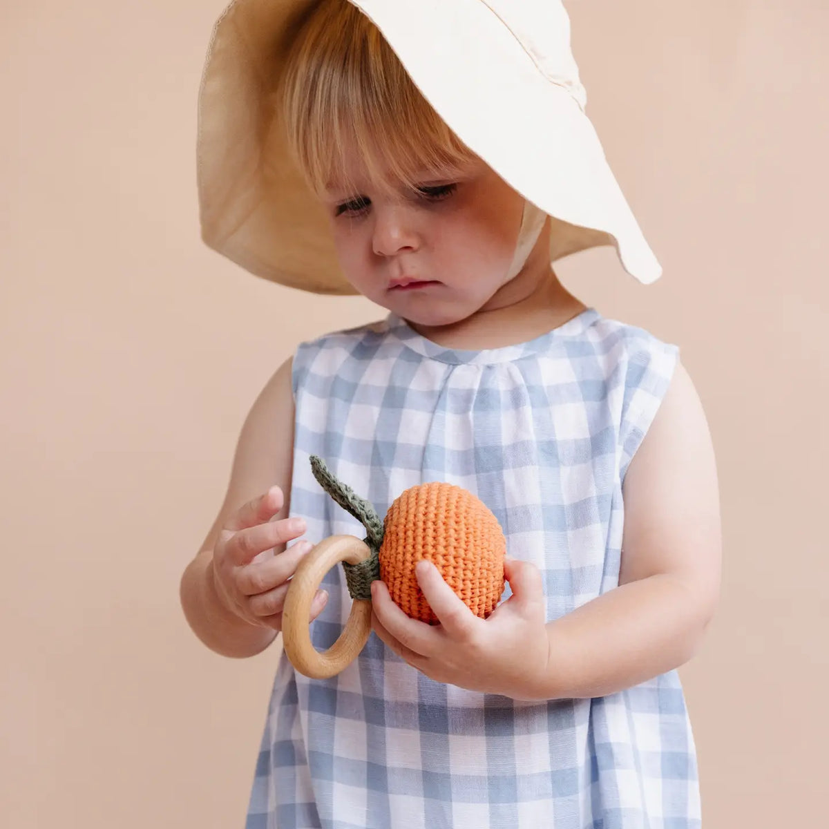 Teether Orange Cotton Crochet Rattle