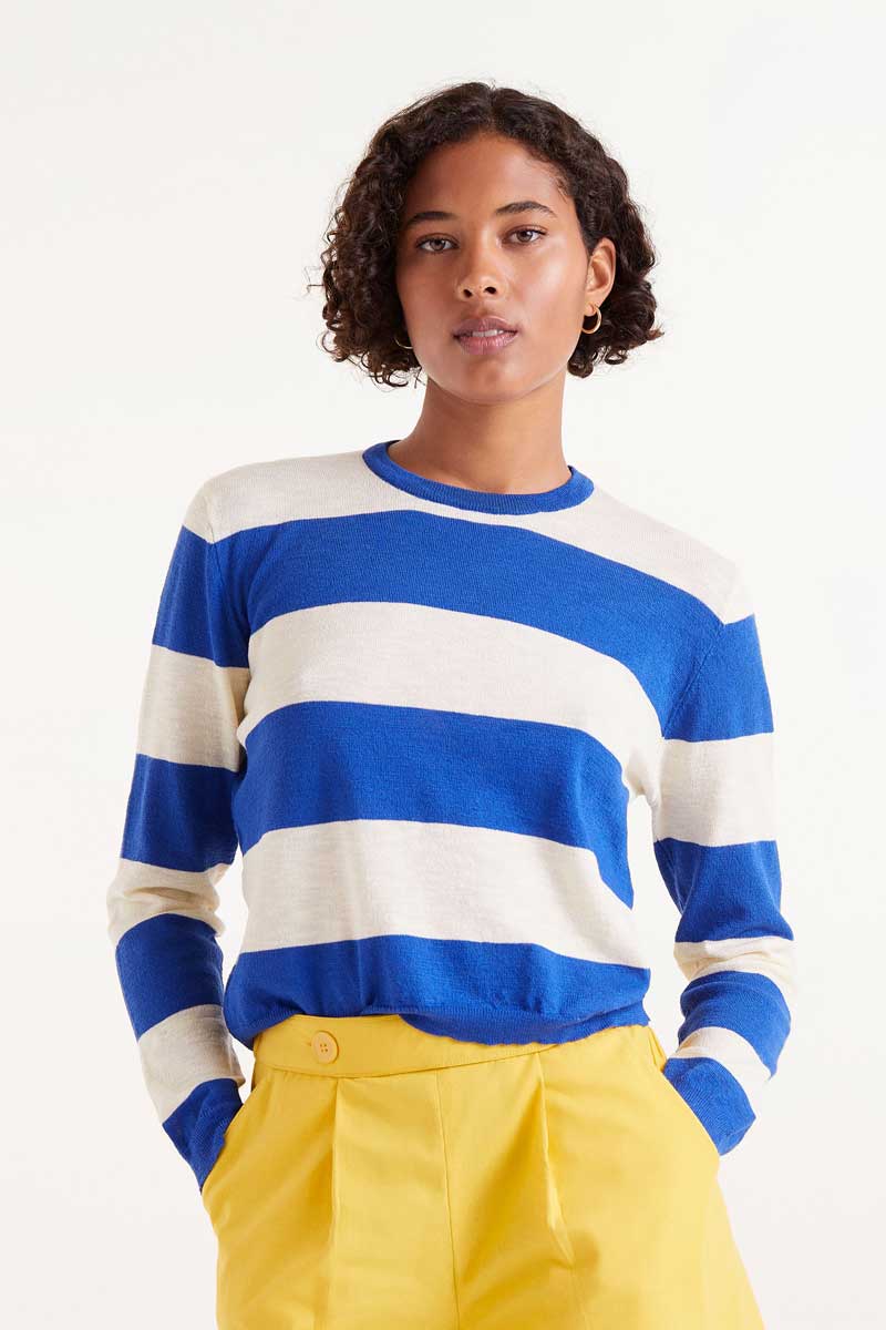 Compania Fantastica Striped Long Sleeve Sweater - Blue