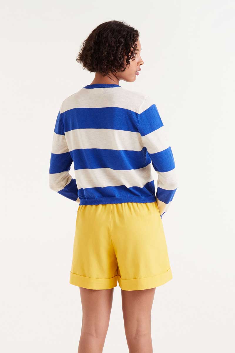 Striped Long Sleeve Sweater - Blue