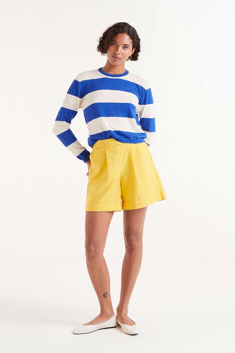 Striped Long Sleeve Sweater - Blue