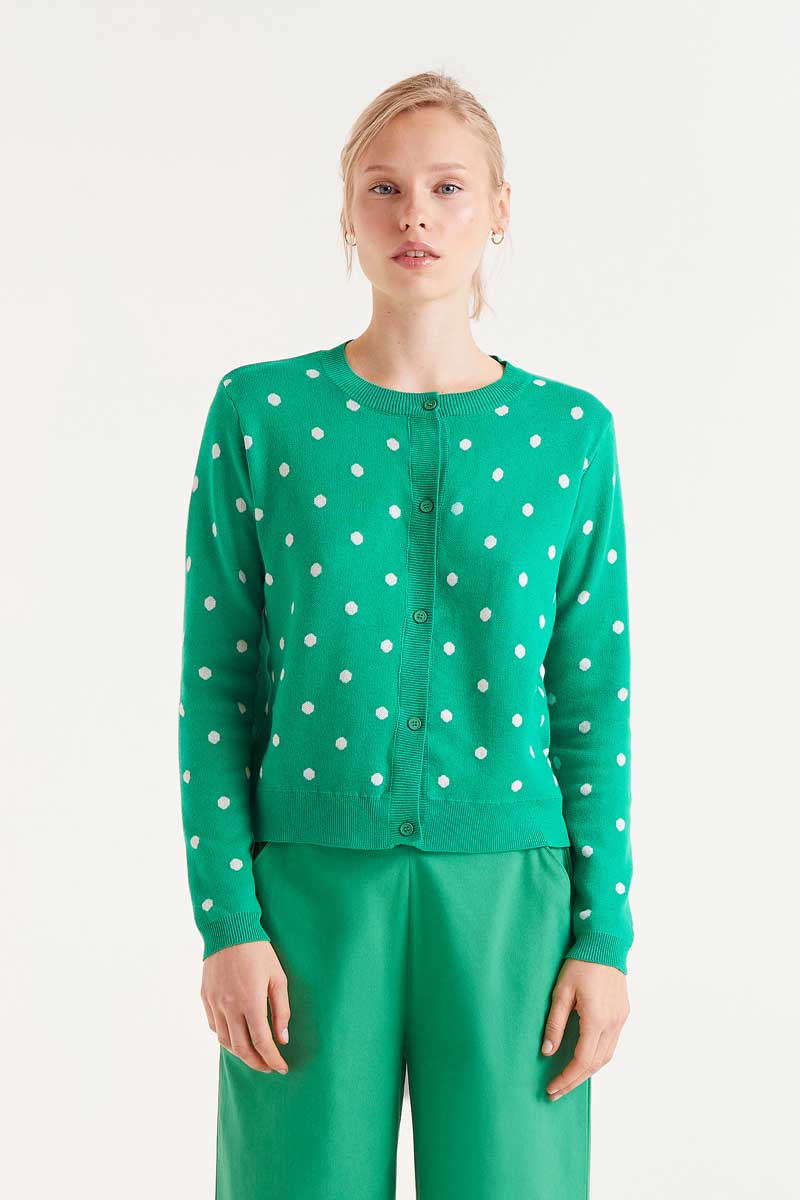 Polka Dot Cardigan - Green