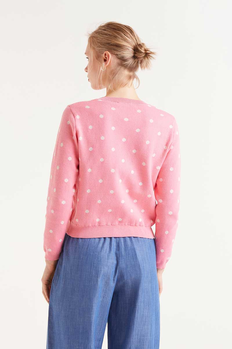 Polka Dot Cardigan - Pink
