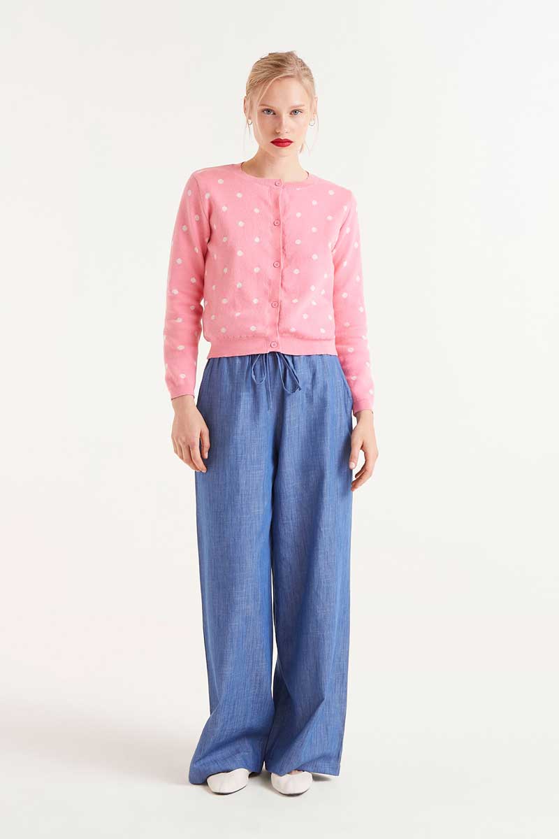 Polka Dot Cardigan - Pink