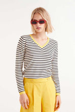 Load image into Gallery viewer, V-Neck Striped Sweater - Black/White
