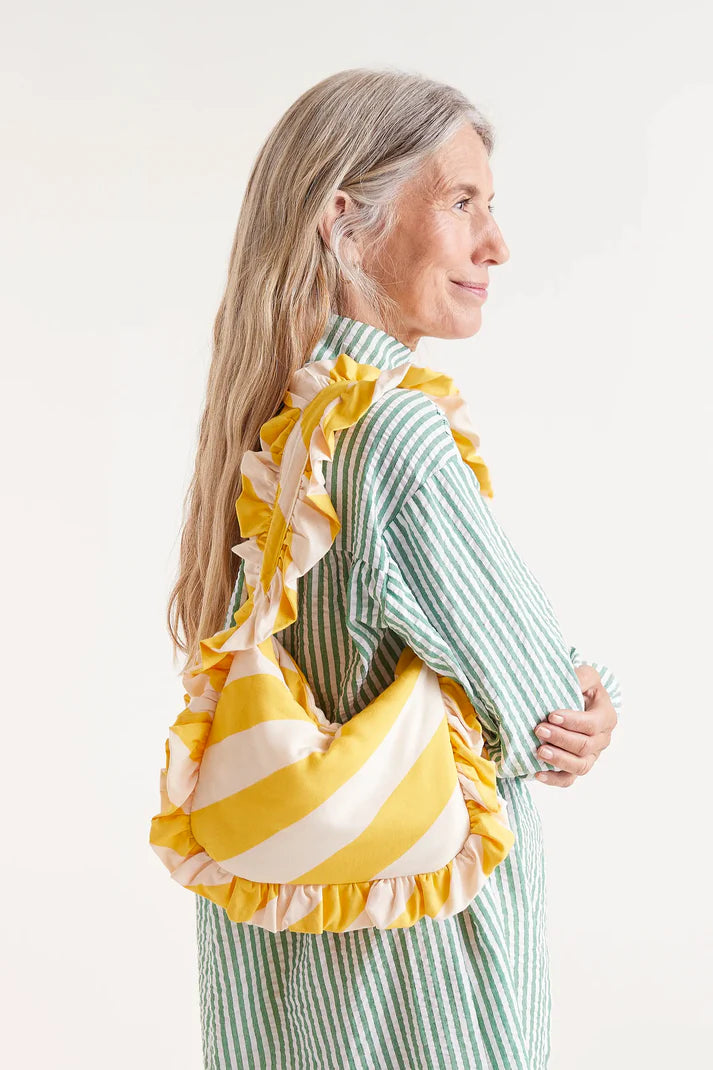 Stripe Print Shoulder Bag - Yellow