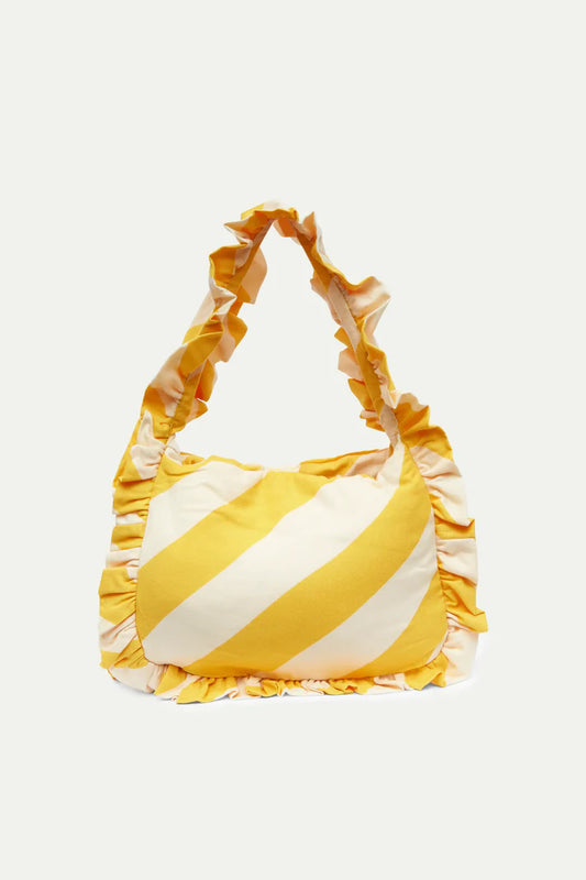 Stripe Print Shoulder Bag - Yellow
