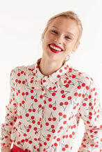 Load image into Gallery viewer, Cherry Print Ruffle Collar Shirt
