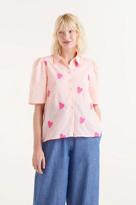 Compania Fantastica Short Sleeve Heart Print Shirt