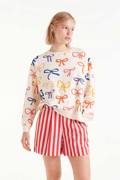 Compania Fantastica All Over Print Bow Sweatshirt