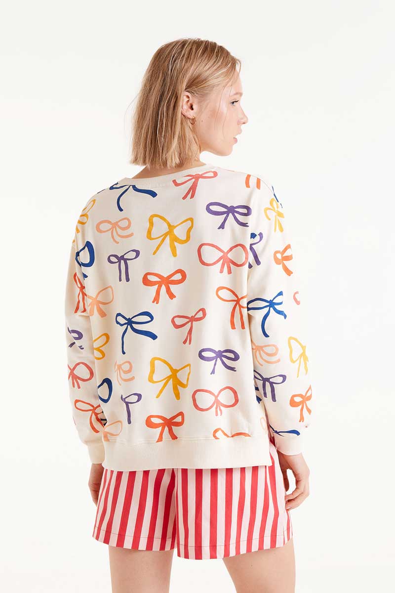 All Over Print Bow Sweatshirt
