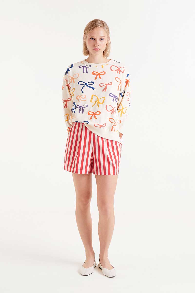 All Over Print Bow Sweatshirt
