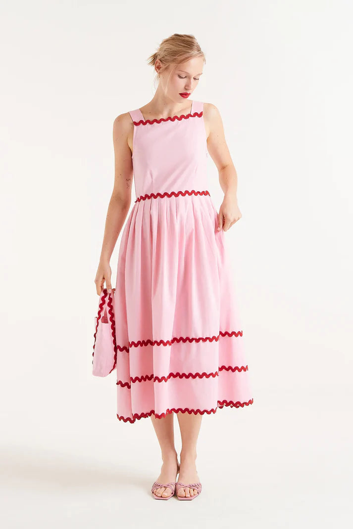 Pink Ric-Rac Midi Dress