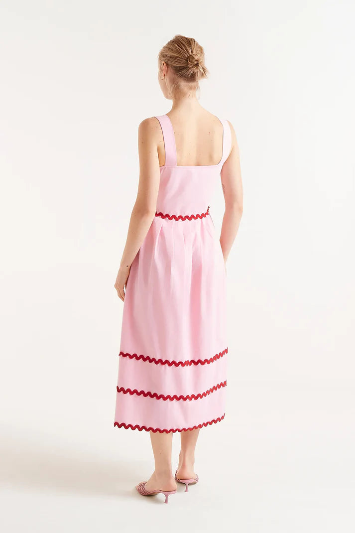 Pink Ric-Rac Midi Dress