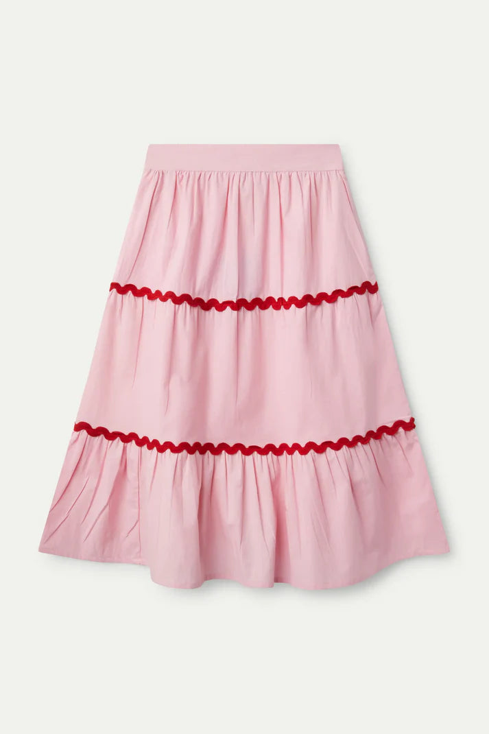 Pink Ric-Rac Midi Skirt