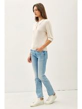 Load image into Gallery viewer, Collared Henley 1/2 Sleeve Sweater - Ivory
